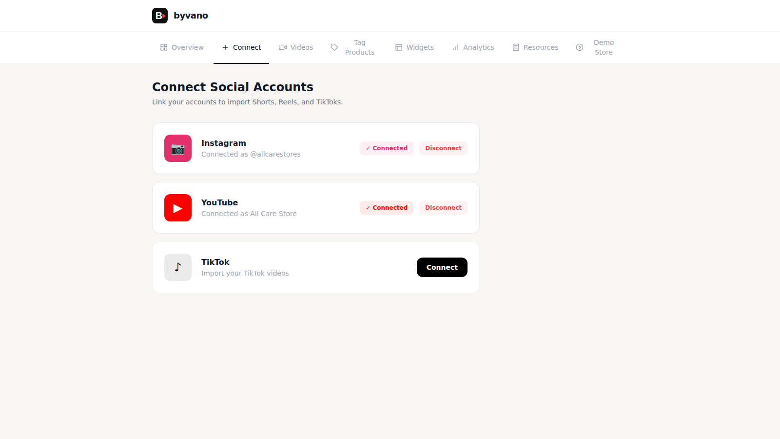 Connect Social Accounts