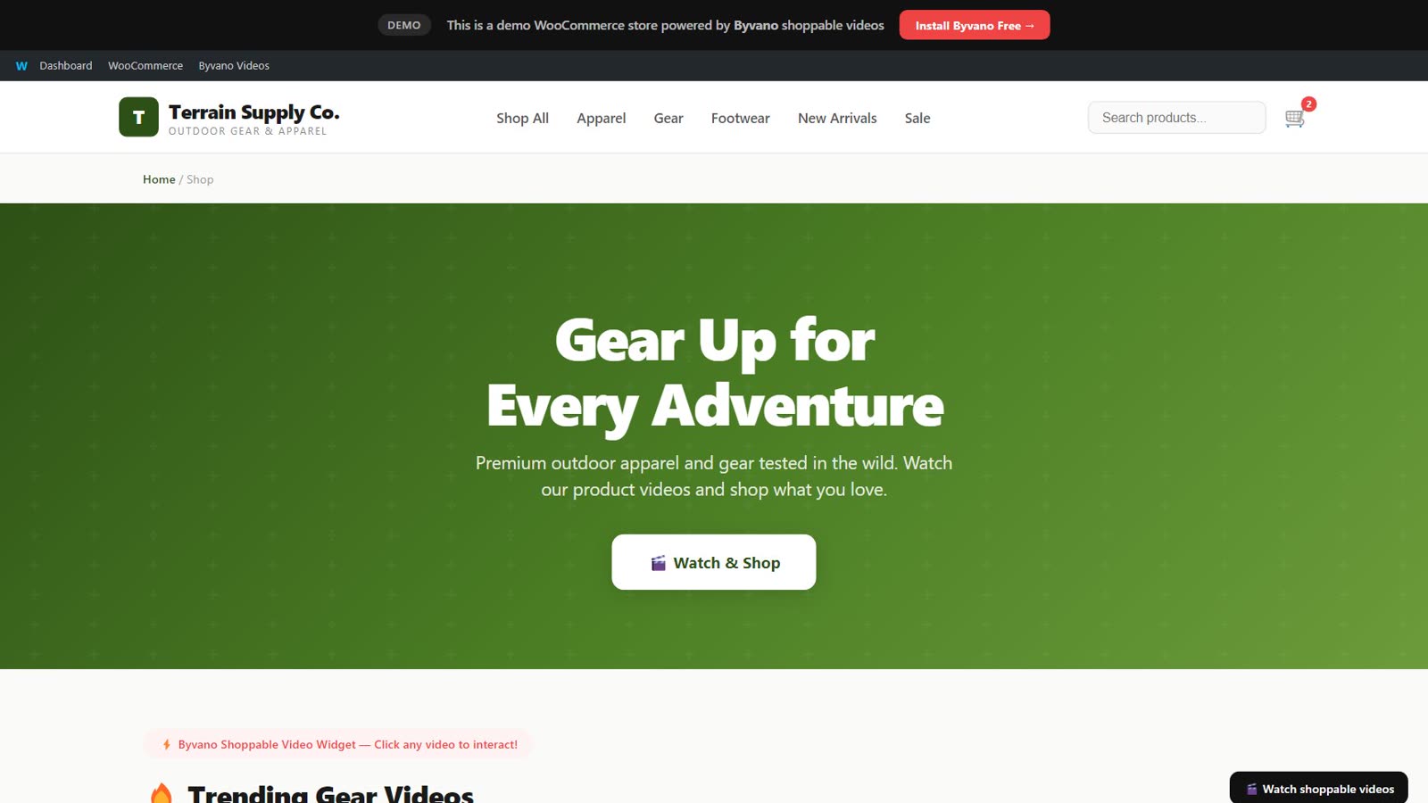 WooCommerce store demo preview